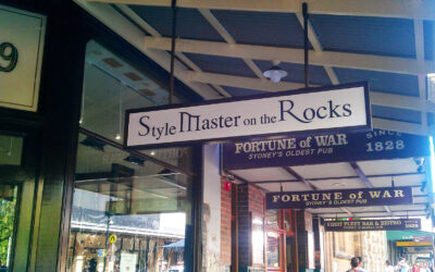 Retail fitout for Style Master on the Rocks in Sydney - outside signage